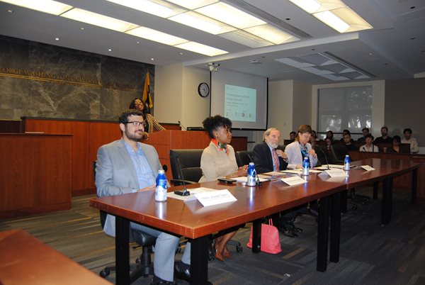 Legal panel experts in a courtroom.