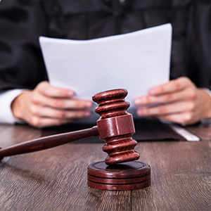 Gavel in front of judge