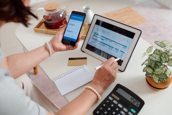 woman at computer making online payment
