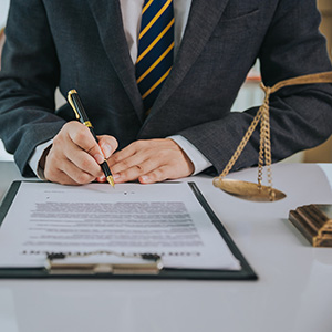 Lawyer and scales of justice